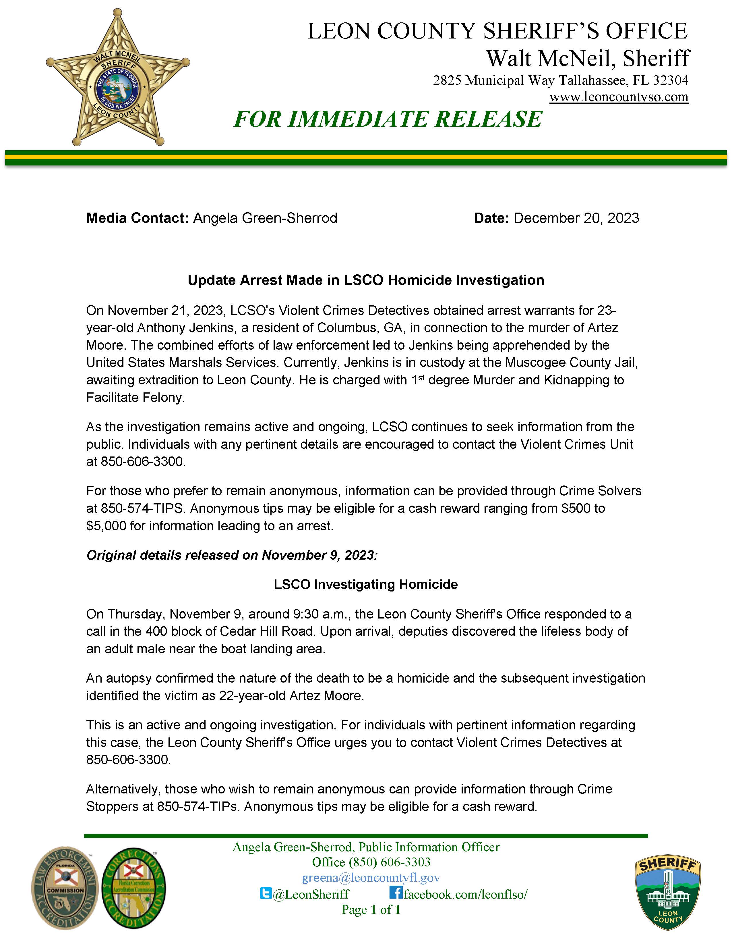 Leon County Daily Booking Report 62 - 285bc9z