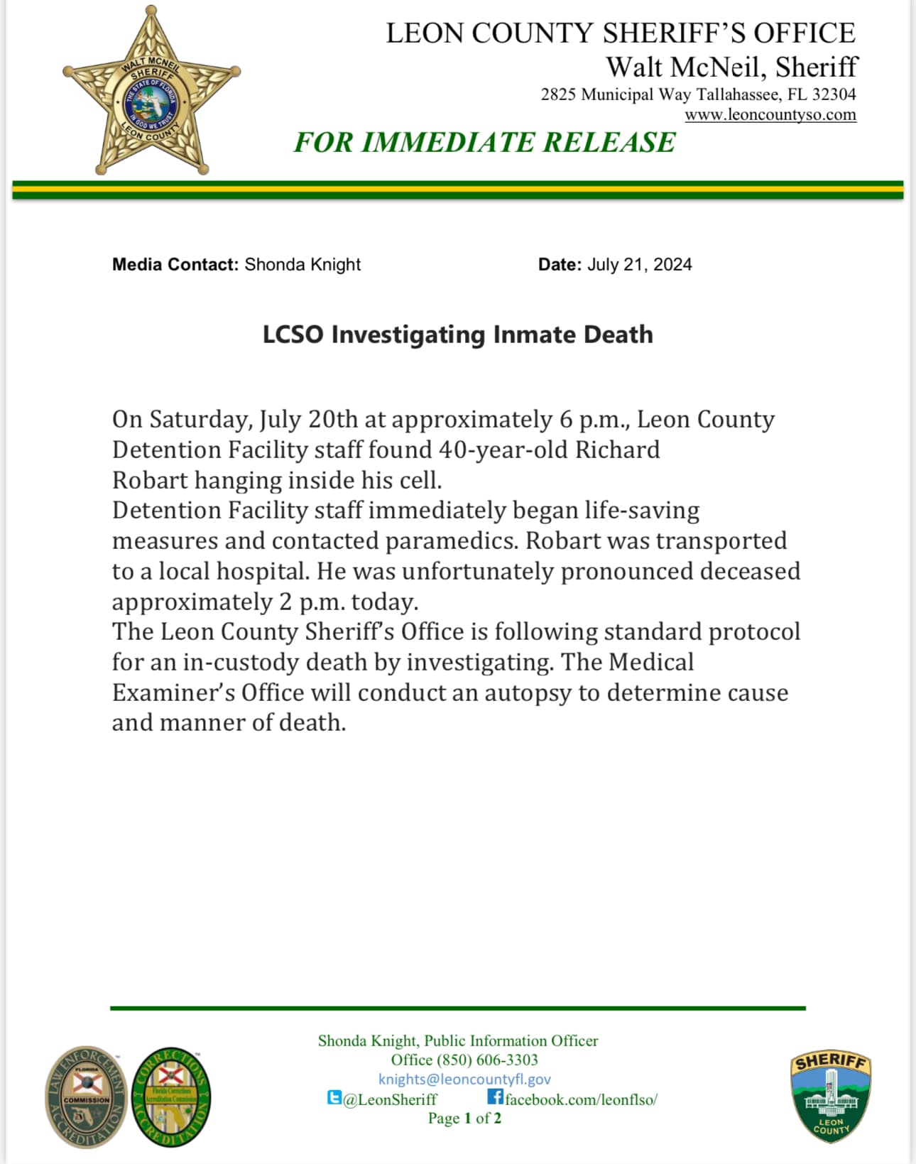 Leon County Daily Booking Report 62 - 2w52ntk